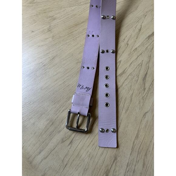 Vintage Y2K Pink Belt Leather Studded Chunky Heavy Holes Punk 90s Women S Retro - Picture 10 of 11